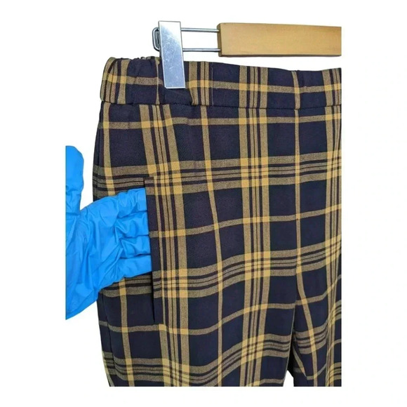 Aritzia Wilfred Womens Darontal Yellow Brown Plaid Pants Size 4 Elastic Waist - Picture 3 of 8